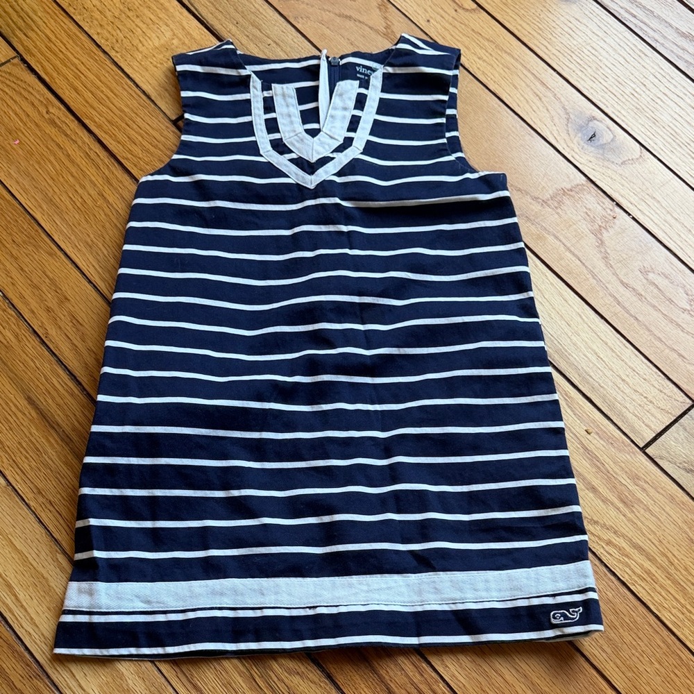 Vineyard Vines Navy Striped Kids Sleeveless Dress